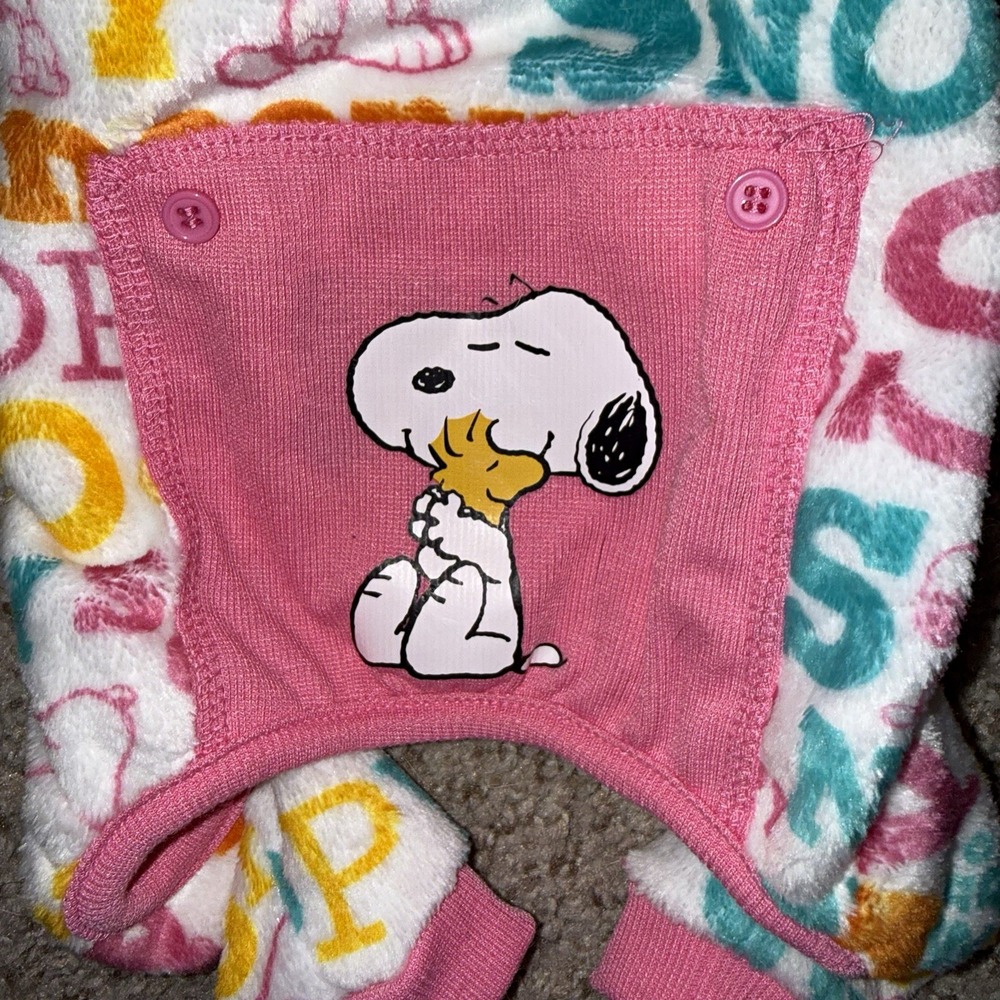 Peanuts Snoopy Woodstock Pet Pajamas XS Pink Fleece Dog PJs Excellent